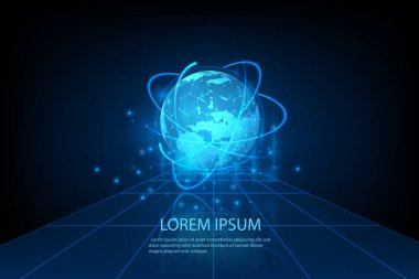 Kablo çerçevesini gösteren soyut vektör düşük çokgen. Teknoloji fütürist hologramı.