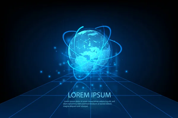 Kablo Çerçevesini Gösteren Soyut Vektör Düşük Çokgen Teknoloji Fütürist Hologramı — Stok Vektör
