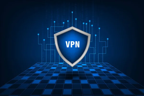 Rede Privada Virtual Vetorial Com Conceito Escudo Segurança Cibernética Privacidade — Vetor de Stock