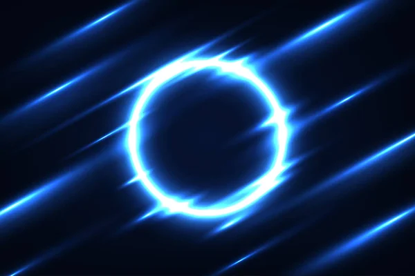 Διάνυσμα Στρογγυλό Πλαίσιο Μπλε Νέον Φως Σκούρο Μπλε Επικάλυψη Σχεδιασμό — Διανυσματικό Αρχείο