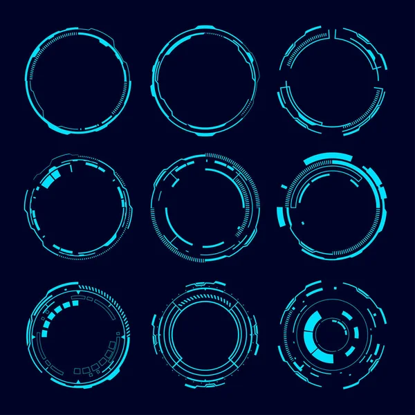 ベクトル技術未来の円要素 Hudフォーカス Sci Circular Design — ストックベクタ