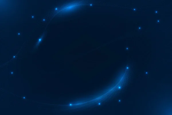ベクトル線ドットは光の効果を示す サイバーテクノロジー ハイテクブルーの背景 — ストックベクタ