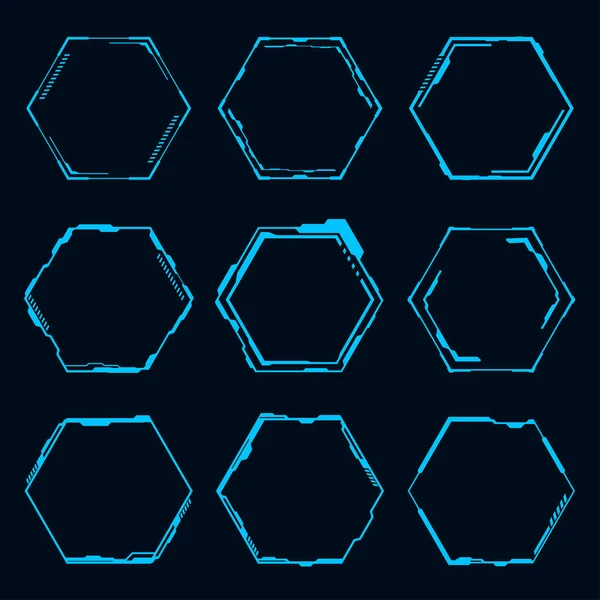 ベクトル未来六角形の要素 Hudフォーカス Sci Circular Design — ストックベクタ
