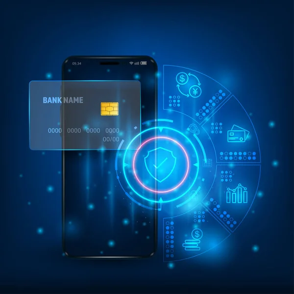 Teknologi Vektor Keamanan Pembayaran Online Dan Konsep Wallet Aplikasi Perbankan - Stok Vektor