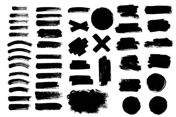 Vector Set Grunge Brush Stroke Text Boxes Design Element — Archivo Imágenes Vectoriales