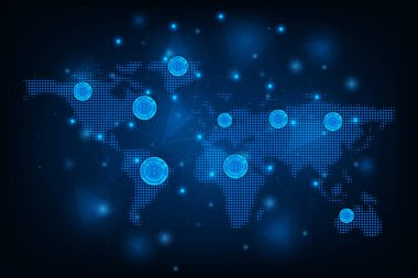 Vektör borsa grafiği bitcoin ticareti küresel konsept.