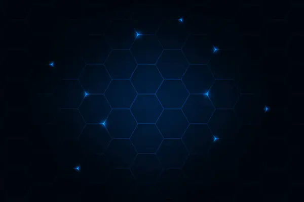 Vektor Abstrakt Mörkblå Ljus Hexagon Linje Bakgrund Tekniskt Polygonalt Begrepp — Stock vektor