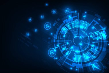 Vektör teknolojili yüksek teknolojili iletişim fütüristik teknoloji kavramı.