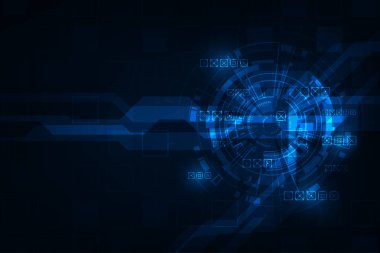 Vektör dijital hud daire teknolojisi mavi ışık fütüristik arka plan.