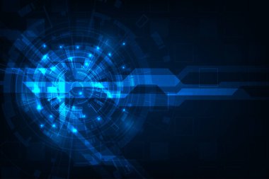 Vektör dijital hud halka teknolojisi iletişim konsepti adstrakt mavi ışık arkaplanı.