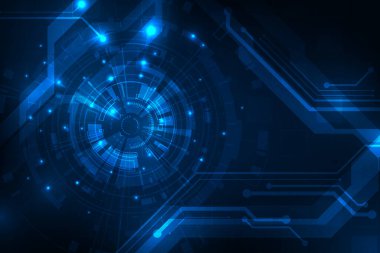 Vektör dijital hud teknolojisi iletişim konsepti soyut mavi ışık arkaplanı.