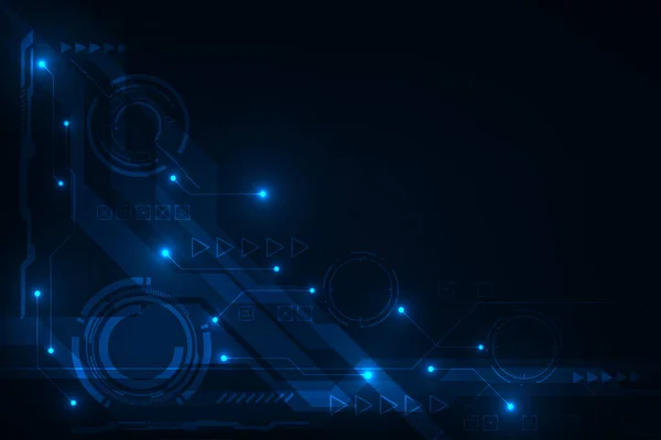 Mavi ışık arka planına sahip modern ileri teknoloji vektörü..