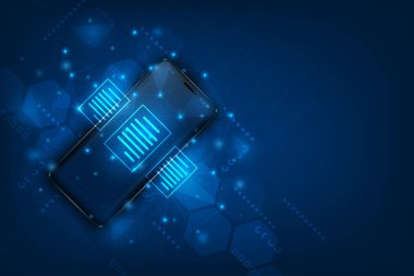 Vektör fütüristik konsept akıllı telefon yüksek teknoloji iletişim konsepti. Teknoloji internet iletimi.