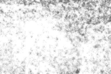 Vector black halftone texture effect on white background.	