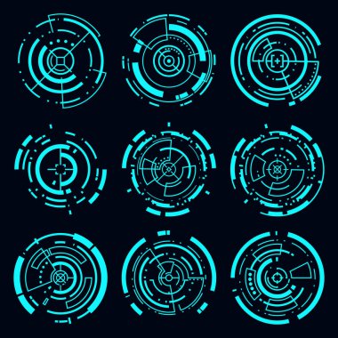 Vector circle HUD frame cyberpunk interface technology futuristic element.