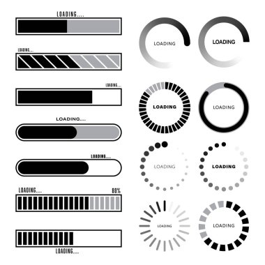 Vektör seti teknolojisi geleceksel yükleme çubuğu siber punk tasarım ögesi.