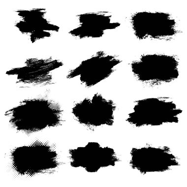 Vektör fırça darbesi. Siyah boya. Pankart için metin kutuları.