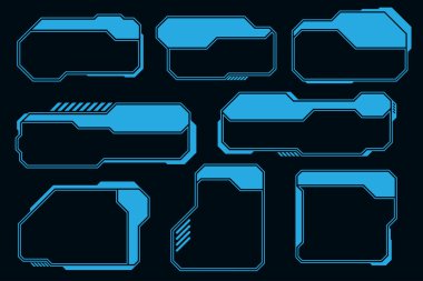 Vektör fütüristik çerçeve seti, HUD teknoloji siber punk tasarım elemanı. Teknoloji elementi.