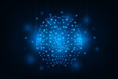 Tıbbi sağlık hizmetlerine sahip gelecekteki hologram beyin taşıyıcısı. MRI tarama arayüzünün teknoloji soyut grafiği.