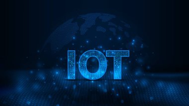 Nesnelerin gelecekteki interneti. IOT tasarımı. Genel ağ bağlantısı. Dalga noktaları soyut dijital teknoloji arka planı.