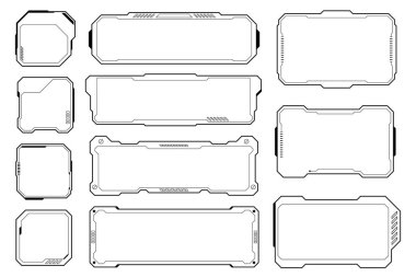 Kullanıcı arayüzü elementlerini çerçeveler modern teknoloji fütüristik kontrol paneli ekran tasarımı.