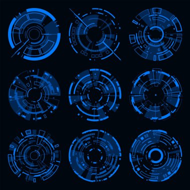 Yüksek teknolojili HUD arayüzü fütürist siber punk stili tasarım ögesi.