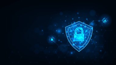 Gelecekçi teknoloji güvenlik konsepti verileri kilitliyor. Merhaba teknoloji geçmişi.