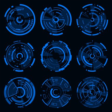 Teknoloji çemberi, HUD fütüristik çerçeve teknolojisi. Teknoloji Yüksek Teknoloji elementi.