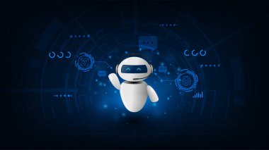 Yapay Zeka sohbet robotları soyut dijital teknoloji yenilik kavramı. Gelecekçi mavi dijital arkaplan.