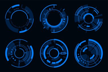 Gelecekçi çerçeve HUD teknolojisi siber punk tasarım ögesi.