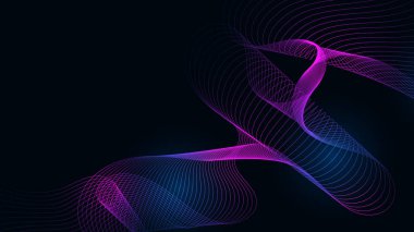 Dijital çizgi dalgası bilim kurgu teknolojisi ağ konsepti soyut mavi ışık arkaplanı.