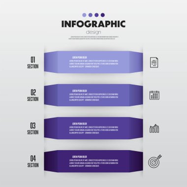Simge 4 adımlı şablon diyagramı. Sunum için modern tasarım.