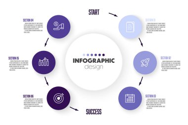 Infographic yarı daire şablonu. Sunum için iş konsepti 5 adım