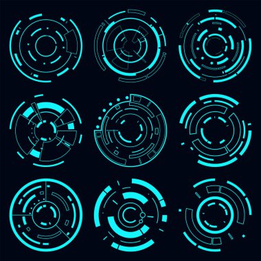 Fütürist çerçeve HUD teknolojisi siber punk tasarım elementi. Teknoloji dairesel elementi.