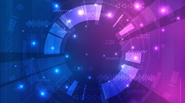 Dijital iletişim siber bulut ağı görüşü. Teknoloji mavi ışık arkaplanı