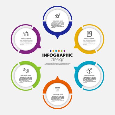 Bilgi çemberi şablonu şeması. Sunum için iş konsepti 5 adım