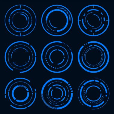 Çember çerçeve kullanıcı arayüzü ögesi. Teknoloji fütüristik soyut HUD