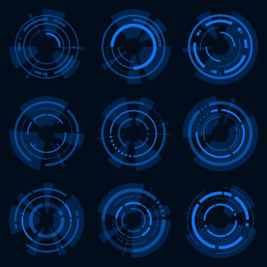 Yüksek teknolojili HUD kullanıcı arayüzü, ekranınız için detaylarla birlikte gelecek bilimkurgu görüntüsü