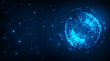 İnternet konsepti fütüristik mavi arka plana sahip soyut dijital teknoloji çember teknolojisi