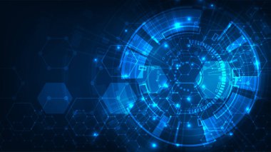 Dijital hud teknolojisi kavramı soyut mavi ışık arkaplanı