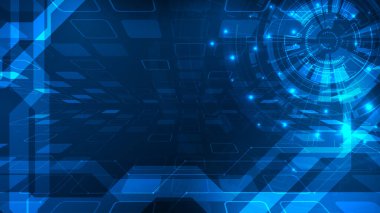 Mavi soyut dijital devre teknolojisi ve konsept fütüristik iletişim.