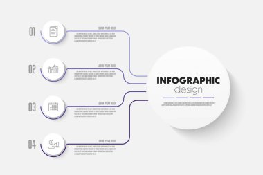 Sunum için 4 adım iş tasarım simgesine sahip bilgi tasarım şablonu