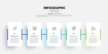 Konsept iş simgesi 5 seçeneğiyle zaman çizgisi sunumu bilgi şablonu