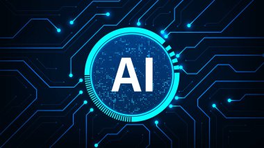 Fütürist teknoloji yapay internet dijital teknoloji çemberi çizgi devre fütüristik mavi arkaplan