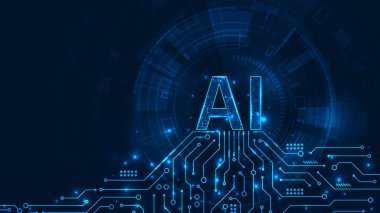 Yapay zeka dijital hat devre teknolojisi soyut mavi ışık arkaplanı