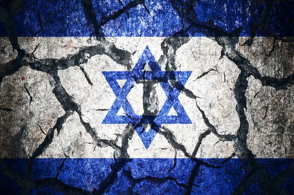 Earthquake in Israel. Israel flag on the cracked earth. Cracked Israel flag. Natural disaster concept
