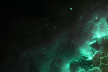 Nebula and galaxies in space. Abstract cosmos background.  Shiny stars and heavy clouds. 