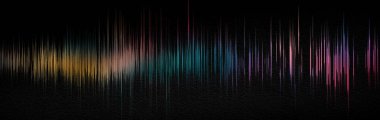 Sound wave with spectral colours. Abstract image of musical equalizer. Colorful equalizer on black background. Banner design
