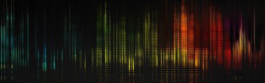Sound wave with spectral colours. Abstract image of musical equalizer. Colorful equalizer on black background. Banner design