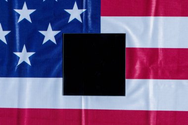 Anma Günü ya da 4 Temmuz 'da Amerika Birleşik Devletleri bayrağı. Kopyalama alanı olan Amerikan bayrağı. Pankart tasarımı